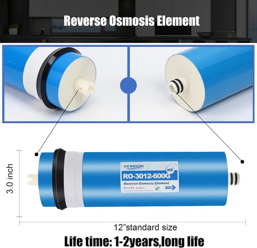 Miniatura 2 de Paquete de 2 elementos universales de membrana RO de ósmosis inversa de 600 GPD, filtro de agua de repuesto de 3.0 x 12 pulgadas, para sistema
