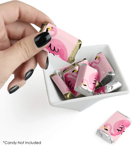 Miniatura 2 de Big Dot of Happiness Pink Flamingo - Mini pegatinas de barra de caramelo - Fiesta de verano tropical pequeños favores - 40