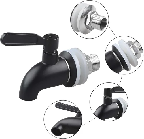 Miniatura 2 de Espita de acero inoxidable moderna negra dispensador de bebidas Spigot Food Grade Metal Spot para dispensador de bebidas por MUGLIO
