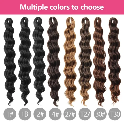 Miniatura 6 de Pelo de onda marina con trenzas de ganchillo, 6 pulgadas, 8 paquetes, trenzas rizadas suaves y profundas, extensiones de pelo sintético ondulado