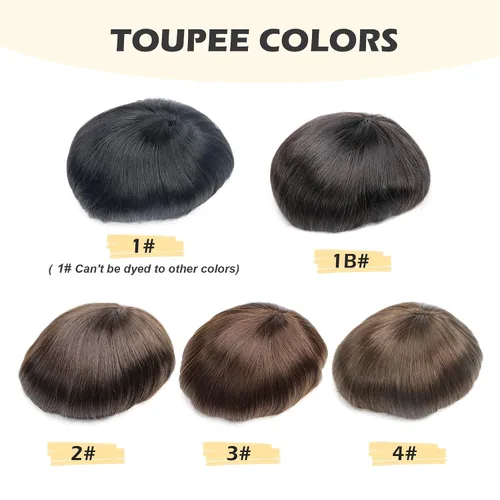 Miniatura 3 de Toupee - Sistema de reemplazo de cabello para hombres, cabello humano real, 5 x 7 pulgadas, base de encaje mono, extensión duradera para hombre