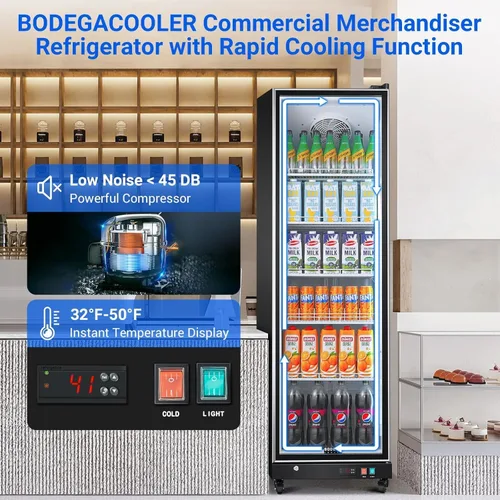Miniatura 9 de Refrigerador comercial BODEGACOOLER para bebidas con puerta de vidrio, refrigerador comercial para bebidas de 12.5 pies cúbicos, refrigerador