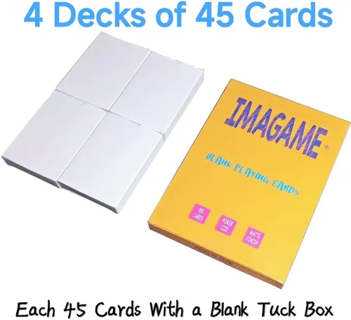 Miniatura 3 de IMAGAME Naipes blancos en blanco, 180 unidades, tamaño de póquer, perfectas para tarjetas flash de bricolaje, crea tu propio juego, estudia