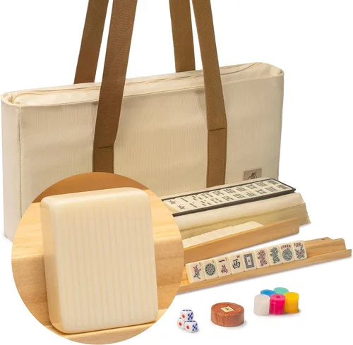 Miniatura 10 de Yellow Mountain Imports - Juego de Mahjong Americano, Pimienta con Estuche Blando, Soportes con Empujadores, Monedas de Apuestas Wright Patterson