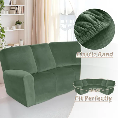 Miniatura 245 de Arfntevss Fundas de sofá seccional reclinable de terciopelo, Funda de sofá seccional de esquina para sofá reclinable, Funda elástica suave