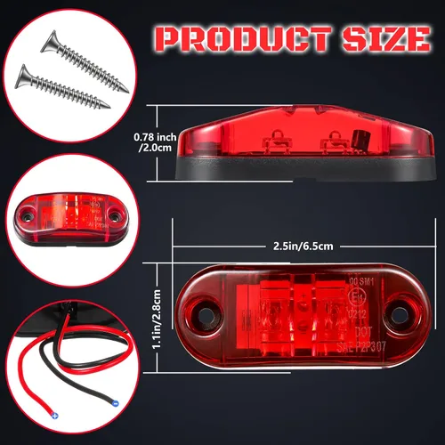 Miniatura 2 de Tallew 10 luces LED de remolque de 2.5 pulgadas, 2 diodos, impermeables, para remolque, marcador lateral, señal ovalada, luces de circulación