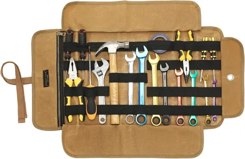 Miniatura 8 de Bolsa enrollable para herramientas, bolsa de herramientas de lona encerada de 16 onzas, bolsa de herramientas multiusos con banda elástica, 1 bolsa
