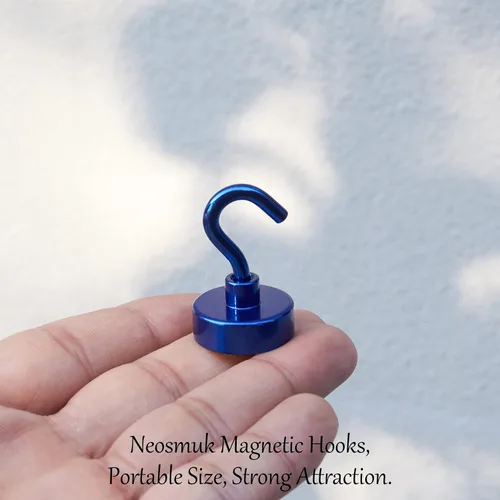 Miniatura 3 de NEOSMUK - Ganchos magnéticos de alta resistencia con imanes extrafuertes para colgar en refrigerador, crucero, cabinas o parrilla, color azul Azul