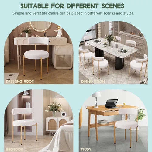 Miniatura 5 de Silla de escritorio sin ruedas, silla decorativa cómoda para sala de estar, comedor, dormitorio, oficina en casa, moderna de mediados de siglo