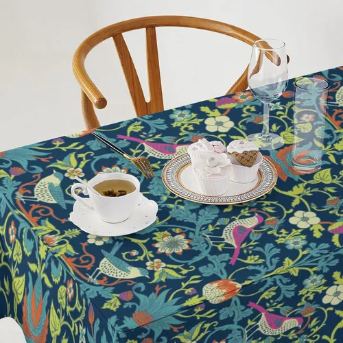 Miniatura 266 de Mantel Floral Retro de Pájaros, Diseño Original Bohemio William Morris Estampado Cubierta de Mesa para Hogar Picnic Fiesta Comedor Cocina William
