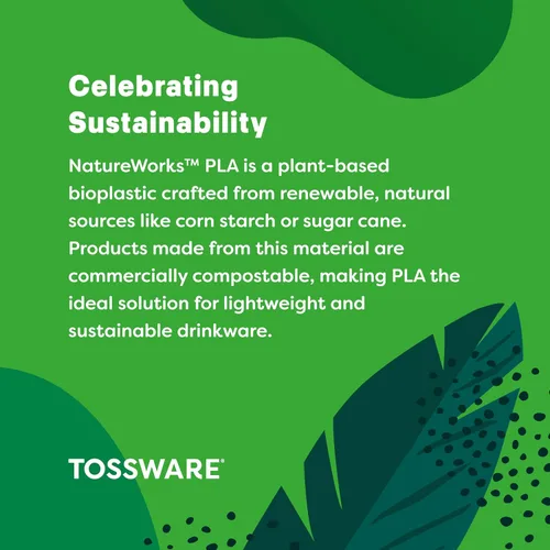 Miniatura 5 de TOSSWARE NATURAL Arc - Vasos Fríos Transparentes a Base de Plantas de 12 oz - Alternativa al Plástico para Fiestas, Despedidas de Soltera, Bodas