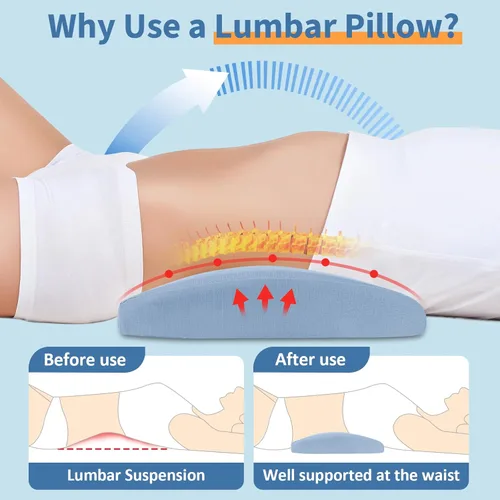 Miniatura 2 de Almohada de apoyo lumbar para aliviar el dolor de espalda: almohada de espalda baja para dormir - Almohada de cintura de espuma viscoelástica - Azul