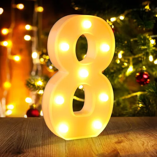 Miniatura 22 de Símbolo Ampersand LED Grande &, Letras de Marquesina Cartel 26 Letras del Alfabeto y 10 Números Luminosos para Decoración de Fiestas, Números