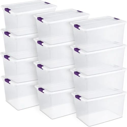 Miniatura 22 de Sterilite ClearView - Paquete de 12 cajas de pestillo de 6 cuartos de galón, contenedores organizadores apilables con tapas de pestillo