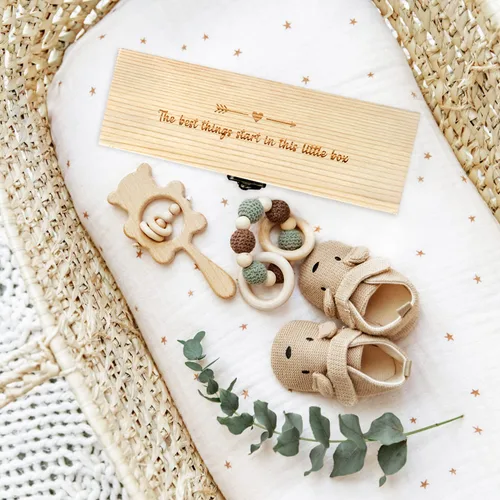 Miniatura 7 de Blinking Stars Anuncios de embarazo sorpresa para papá, abuelos, tía, tío, caja de madera para prueba de embarazo positiva y caja de recuerdos
