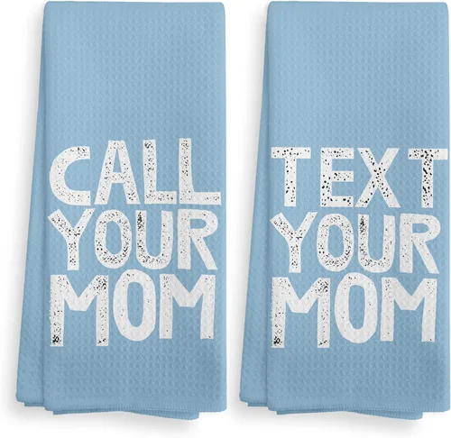Miniatura 13 de Juego de 2 toallas de baño con texto en inglés "Call Your Mom" con texto en inglés "Call Your Mom", para dormitorio universitario, regalos de Blanco