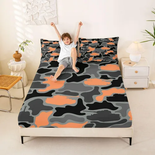 Miniatura 55 de Erosebridal Camouflage Sheets for Boys Girls Game Console Fitted Sheet,3D Gamer Controller Kids Bedding Sets Army Camo Bed Sets Twin 2 Piece
