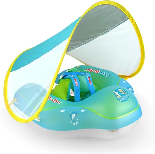 Baby Swimming Float Kids Inflatable Swim Ring with Safety Support Bottom Swimming Pool Accessories for 3-36 Months