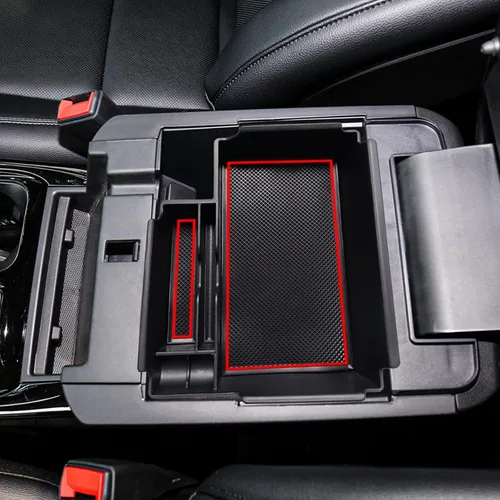 Bandeja organizadora de consola central compatible con Ford Explorer 2020-2023 2024 2025 2026, maximiza el espacio, fácil instalación, acceso al Rojo