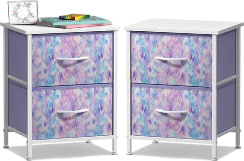 Miniatura 22 de Sorbus - Mesita de noche con 2 cajones - Muebles de noche para niños, mesa auxiliar, mesita de noche - Estructura de acero, tablero de madera