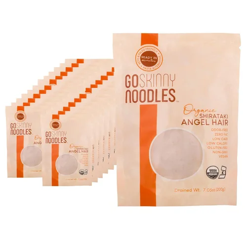 Miniatura 15 de GoSkinny Noodles Angel Hair (paquete de 6), Shirataki y Konjac orgánico, bajo en carbohidratos, bajo en calorías, sin gluten, vegano, keto, paleo