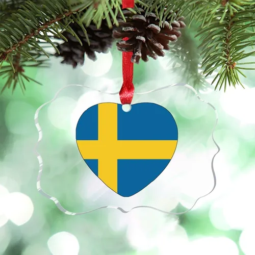 Miniatura 35 de Adorno de Navidad personalizado de la bandera de Venezuela 2023, adornos de corazón para árboles de Navidad, acrílico país, ciudad, recuerdo