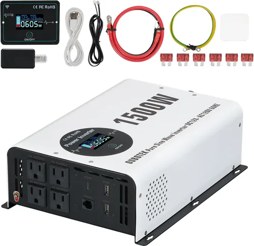 Miniatura 17 de Inversor de onda sinusoidal pura de 2000 W, convertidor de 12 V CC a 120 V CA para vehículos, barco, campamento, sistema solar al aire libre