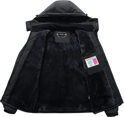 Miniatura 3 de OTU Chaqueta de esquí impermeable para hombre, rompevientos, para invierno, con capucha, para nieve, montaña, Gris-oscuro