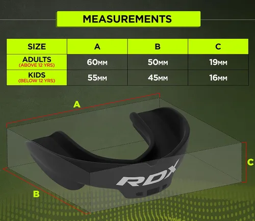 Miniatura 6 de RDX Protector Bucal para Boxeo MMA Kickboxing Muay Thai Judo Karate - Protector de Mandíbula con Funda de Almacenamiento para Adultos, Artes Negro