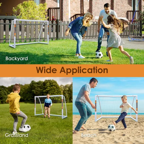 Miniatura 6 de SHANTRA Portería de fútbol de 12 x 6/10 x 6.5/8 x 5/6 x 4 pies para patio trasero, redes de fútbol de tamaño completo para niños y adultos, portería