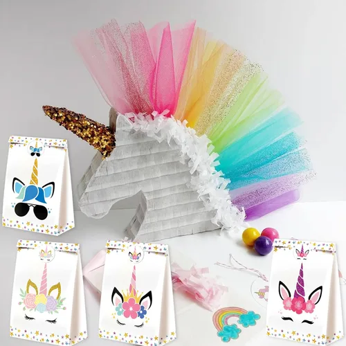 Miniatura 5 de 24 bolsas de dulces de unicornio – Bolsas de unicornio para decoración de cumpleaños de niñas