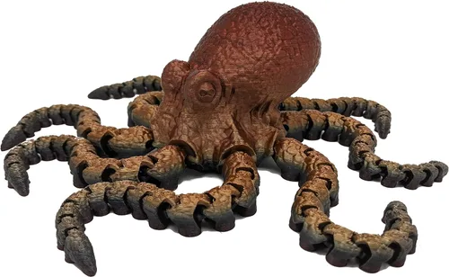 Miniatura 21 de Pulpo impreso en 3D – Personalizable, hecho a pedido Modelo animal articulado (pequeño, morado con tentáculos verde lima)