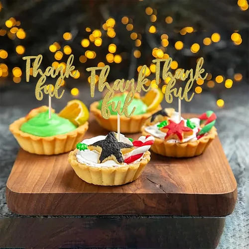 Miniatura 3 de Rsstarxi Paquete de 24 adornos para cupcakes con purpurina con purpurina para dar gracias, decoración de pasteles para el día de Acción de Gracias