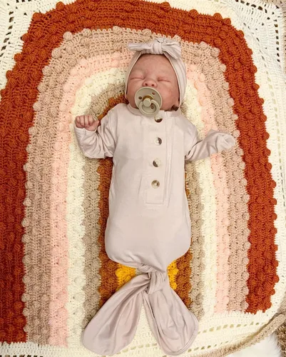 Miniatura 8 de DOB Baby Mommy and Me - Conjunto de bata, manta de envolver y moño para bebé, color miel, sombrero y lazo para bebé, niño o niña, XXL