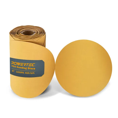 Miniatura 9 de POWERTEC 20 discos de lijado PSA de grano 80 de 6 pulgadas, papel de lija autoadhesivo de 6 pulgadas, para paneles de yeso, carpintería, pintura