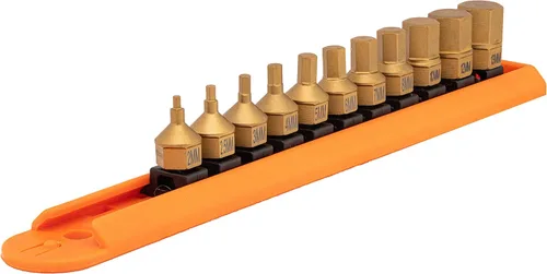 Miniatura 8 de Mayhew Tools 16003 Juego de brocas de doble unidad de perfil bajo, 11 piezas Torx, revestimiento de titanio Recubierto de titanio