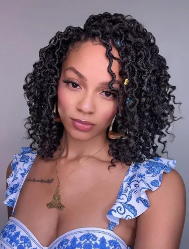 Goddess Locs - Cabello de ganchillo de 10 pulgadas, 7 paquetes de cabello de ganchillo bohemio sintético para mujeres negras, rastas de ganchillo #1B