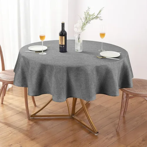 Miniatura 14 de AUSSPVOCT 2 manteles de lino texturizado para mesa rectangular, 52 x 70 pulgadas, mantel rectangular impermeable, lavable, tela para mesa