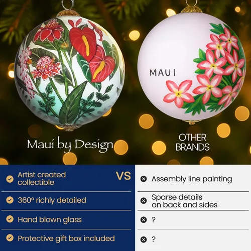 Miniatura 3 de Cornucopia Maui ornamento de Navidad de cristal pintado a mano con caja de regalo, recuerdo coleccionable CC/M