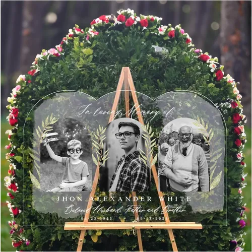 Miniatura 12 de Hecho a medida en la memoria amorosa fúnebre signo con foto (papel)