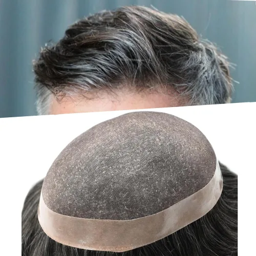 Miniatura 33 de Toupee - Sistema de reemplazo de cabello humano para hombre, encaje mono fino, duradero, línea capilar natural para hombre, pieza de cabello NPU