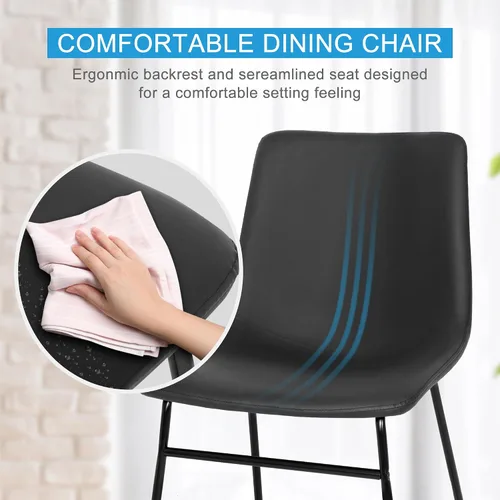 Miniatura 5 de SUPER DEAL Juego de 2 sillas de comedor para cocina y comedor de 18.3 pulgadas, estilo de mediados de siglo, modernas, de piel sintética, sillas