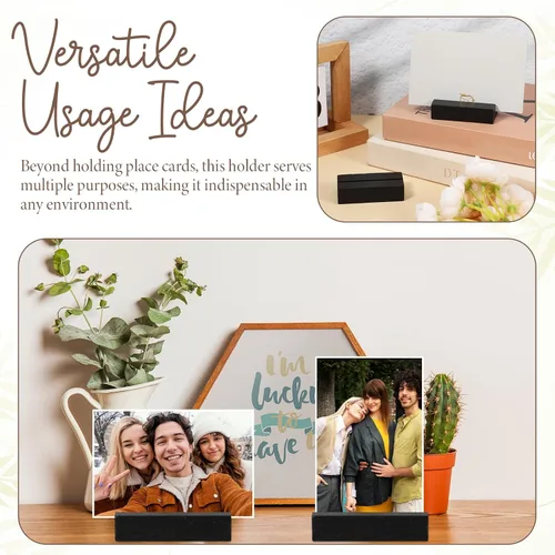 Miniatura 5 de Giantree 24 soportes para tarjetas de lugar de madera negra, soporte para números de mesa, soporte para tarjetas de nombre, exhibición de fotos