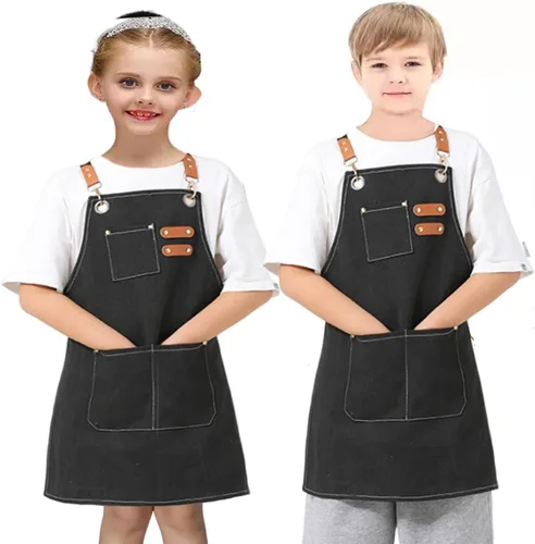 2 unids niños lona delantal para niño y niña cocina pintura herramienta de trabajo niños delantal