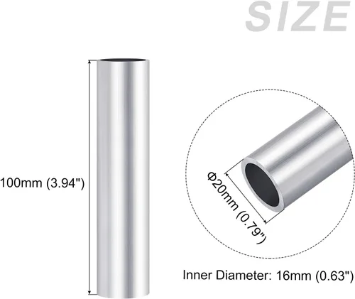 Miniatura 2 de METALLIXITY Tubo de aluminio 6063 (0.787 in de diámetro x 0.630 in de diámetro interior x 3.937 in de largo), 2 piezas, tubo redondo de aluminio