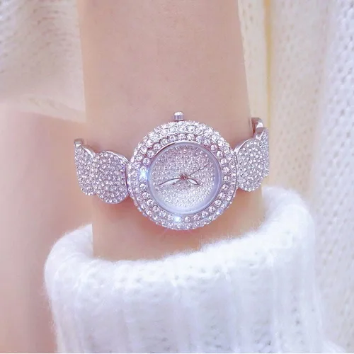 Miniatura 4 de Ladies Dress Watch Luxury Quartz Small Face Diamond Shining Bling Watches Silver Analog Watch for Women Waterproof Gifts for Women