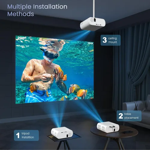 Miniatura 8 de HOMPOW Proyector, Nativo 1080P Full HD Bluetooth Proyector con Altavoz, 9500 Lúmenes Portátil para Exteriores Mini Proyector de Películas Compatible