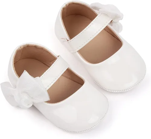 Miniatura 3 de Uineky Zapatos de vestir para bebés y niñas recién nacidas, zapatos planos estilo Mary Jane, antideslizantes, ligeros, suela suave, zapatos de boda
