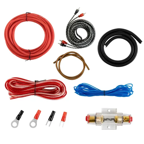 Muzata Kit completo de instalación de amplificador de coche de calibre 8, kit de instalación de amplificador de subwoofer con cables de alimentación