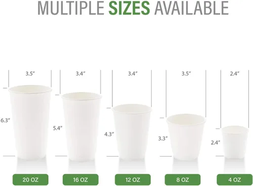 Miniatura 32 de Restaurantware Tazas de café de papel de 4 onzas, 25 tazas de papel desechables de doble pared, a prueba de fugas, reciclables, tazas calientes